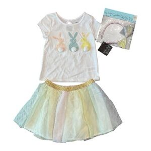 Cynthia Rowley Bunny Pom Tee with Pastel Tulle Skirt and Headband Set